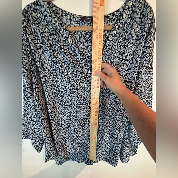NYDJ Blue Black Abstract Print Blouse Women’s Plus Size 2X Long Sleeve - Picture 10 of 14